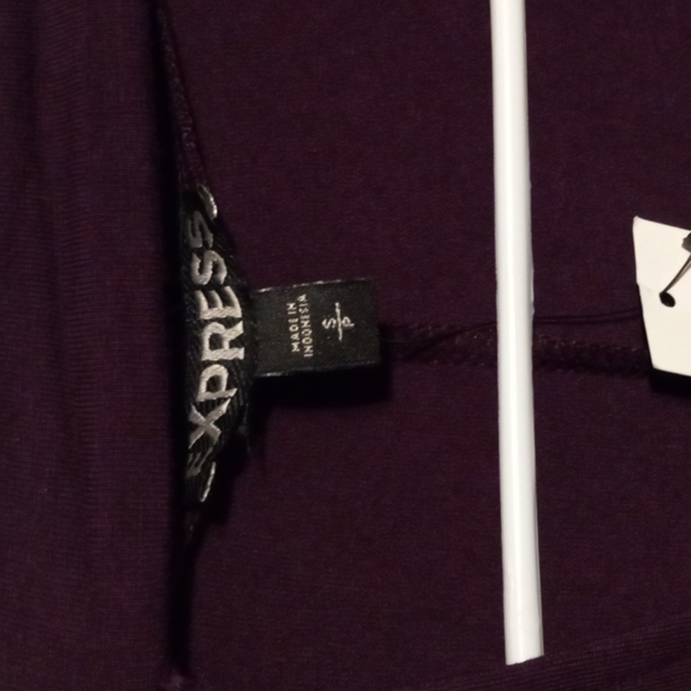 NWT Express Plum Choker V-Neck Long Sleeve Mini Swing Dress S - Picture 3 of 7
